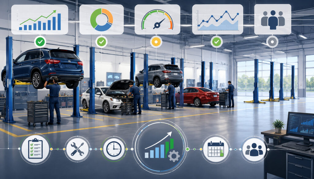 Bay utilization analytics in automotive workshop