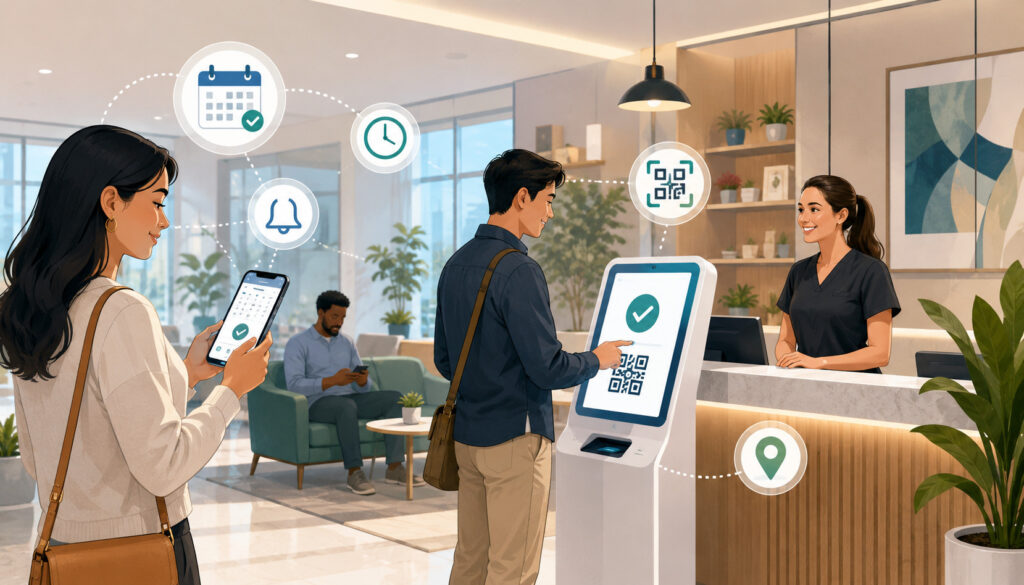 Digital scheduling and self-service check-in experience