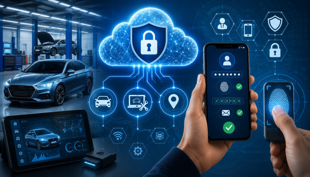 Multi-factor authentication securing automotive cloud systems