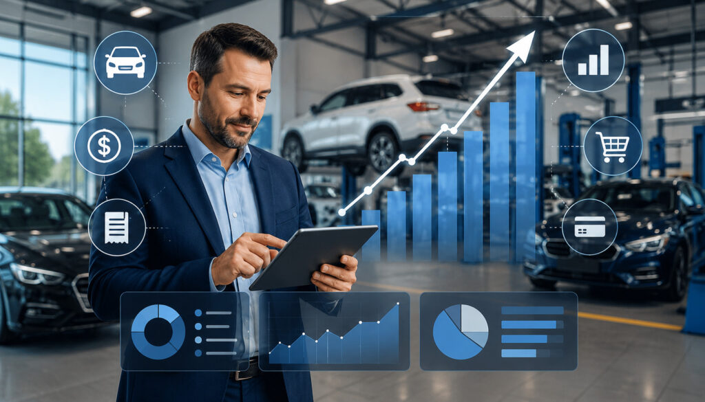 Automotive revenue and sales KPI analytics in a dealership/service center
