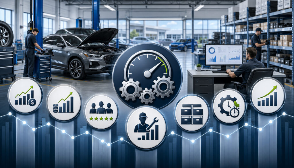 Automotive business benchmark analytics illustration