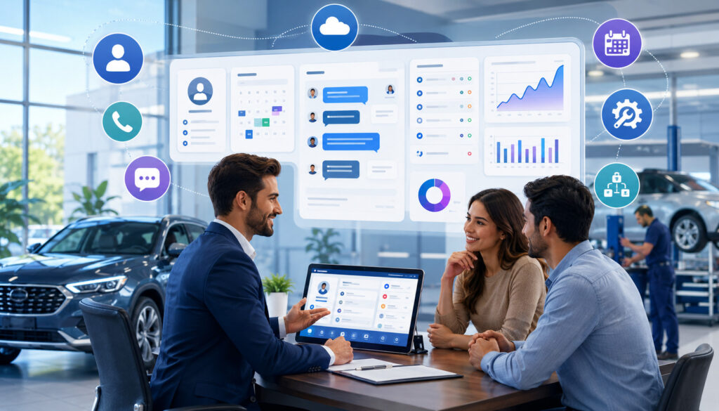 Automotive CRM dashboard improving customer communication and dealership management
