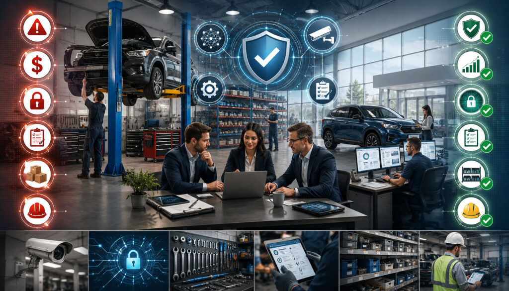 Automotive business risks and safety controls in a modern repair shop